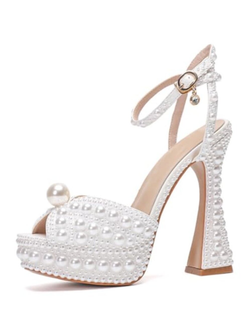 Peep Toe Platform High Heel Slingback Sandal Faux Leather Wedding Evening